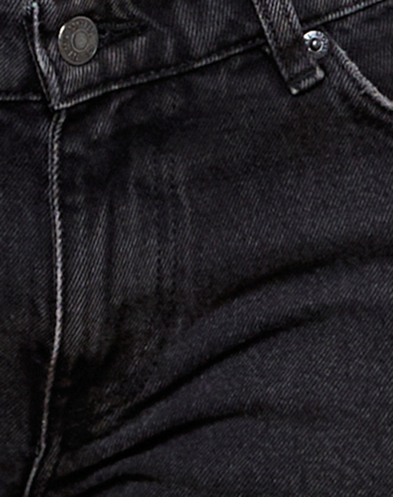 Rigid Low Rise Flare Jeans in Washed Black Grey