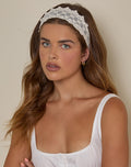 Sala Headband in White with Scalloped Lace