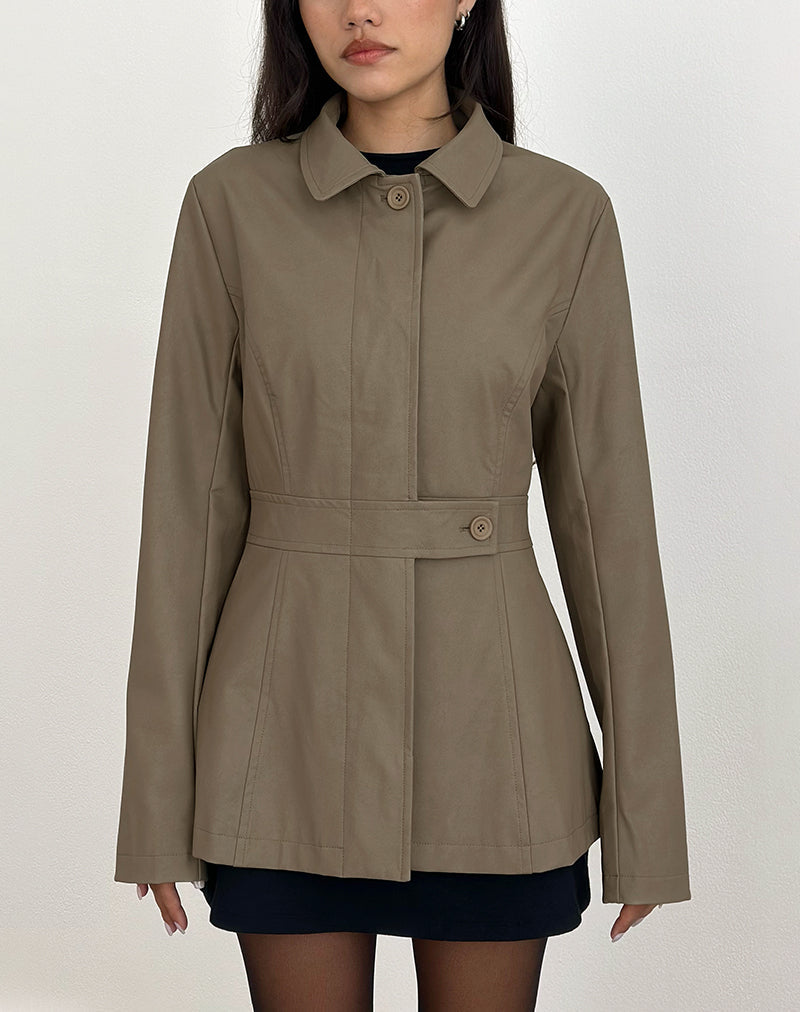 Riku Coat in PU Mushroom