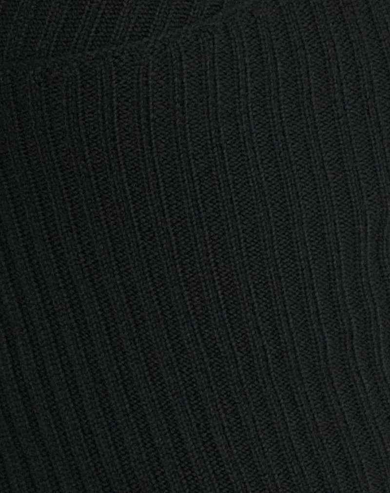 Rinca Bardot Jumper in Rib Knit Black