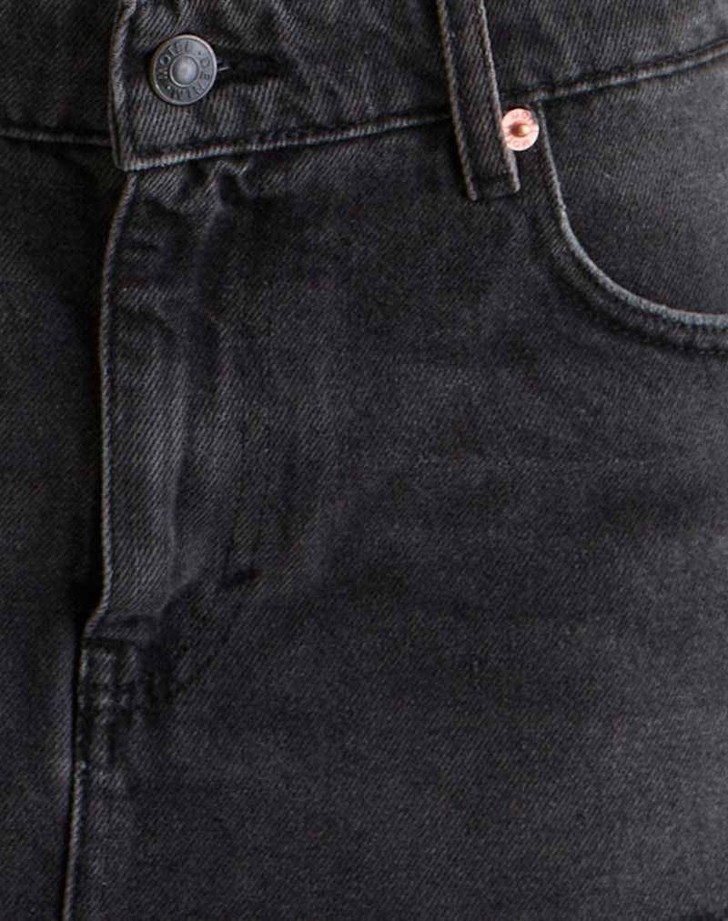 Ripped Hem Mini Skirt in Vintage Black