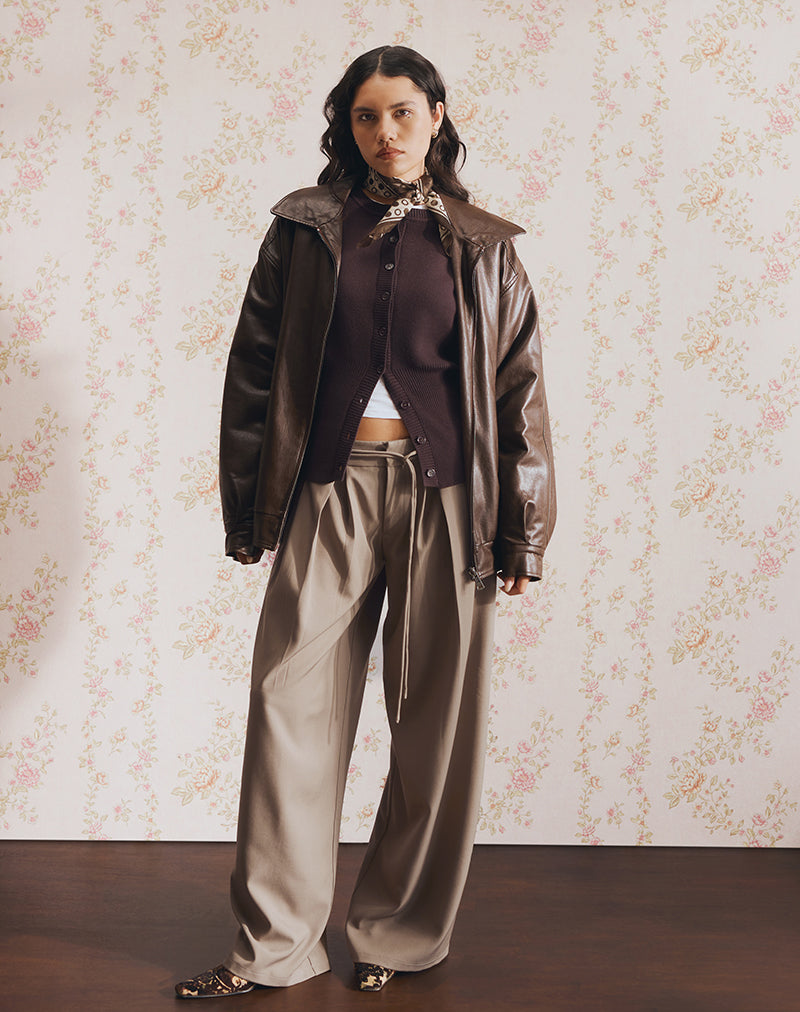 Rivela Tie Waist Trouser in Taupe