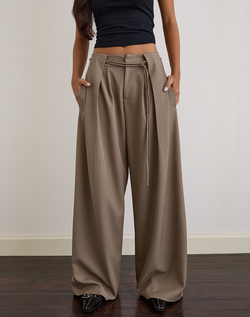 Rivela Tie Waist Trouser in Taupe