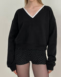 Rodyn Jumper in Black with White Picot Binding