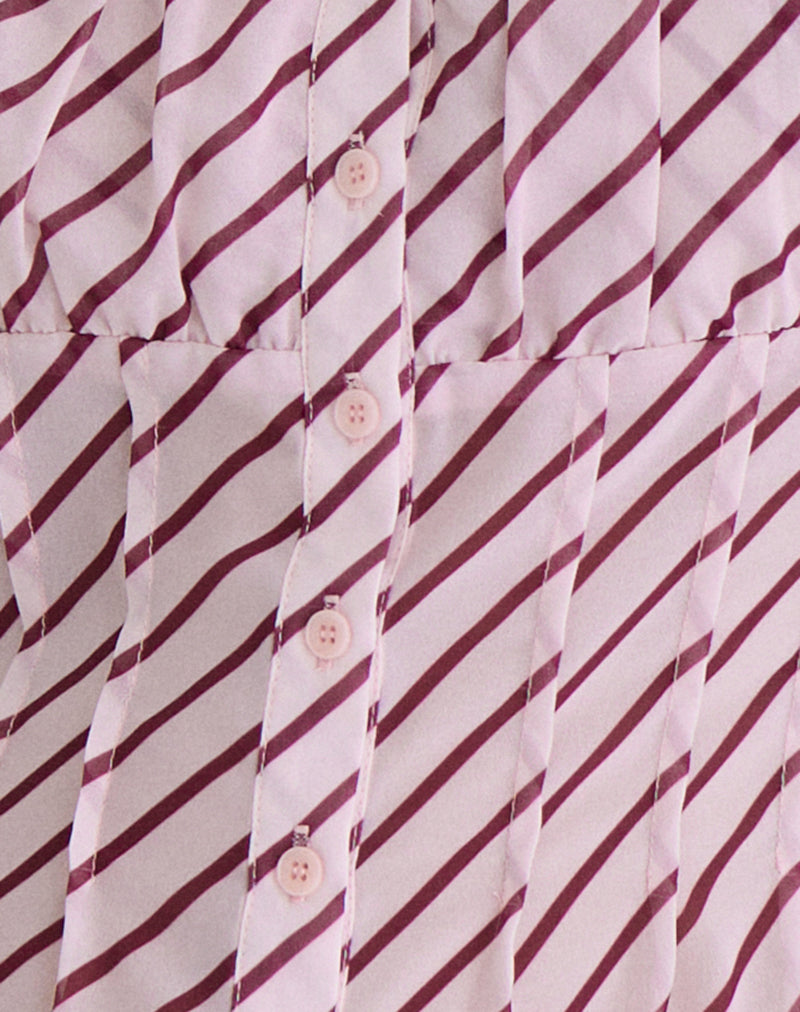 Rolina Blouse in Chiffon Stripe Pink and Burgundy