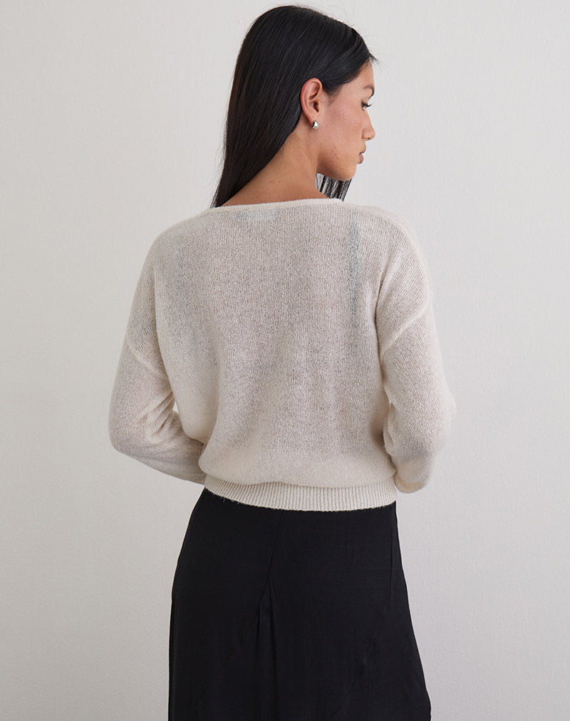 Dorina Long Sleeve Top in Knit Ecru