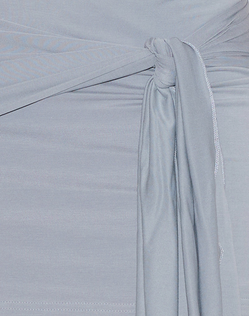 Gretna Tie Mini Skirt in Cupro Lilac Grey