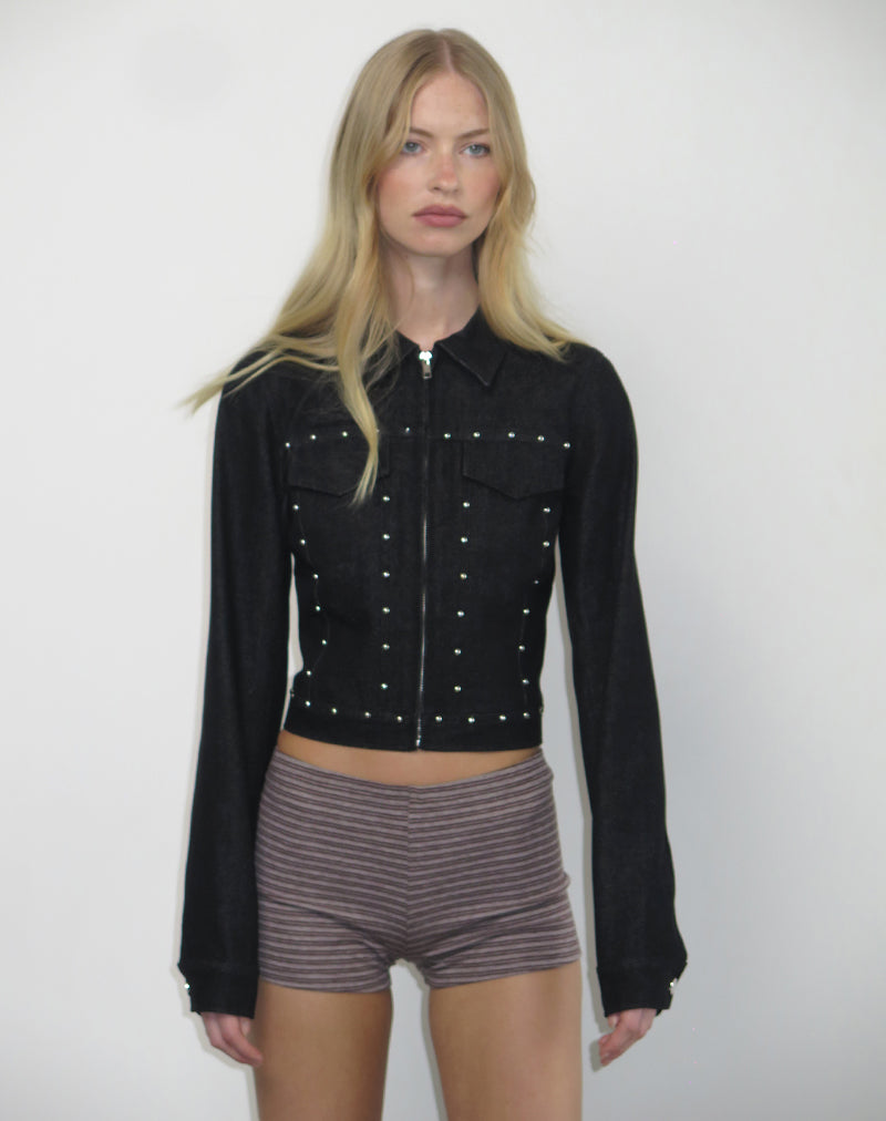 Ronira Jacket Chambray Studs in Black