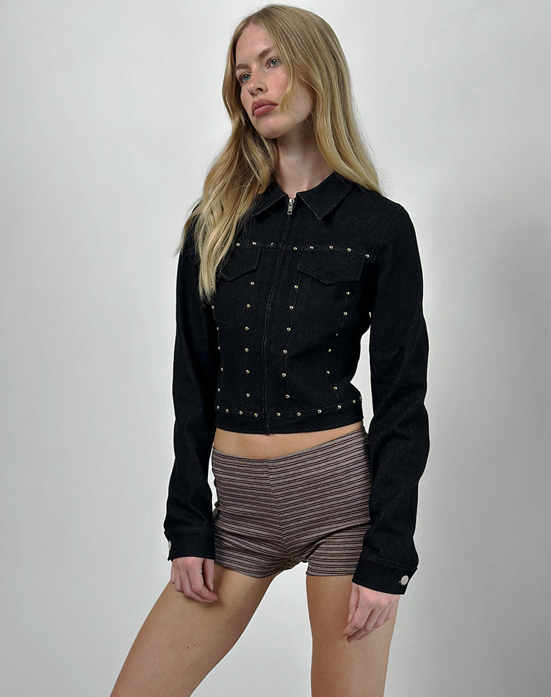 Ronira Jacket Chambray Studs in Black