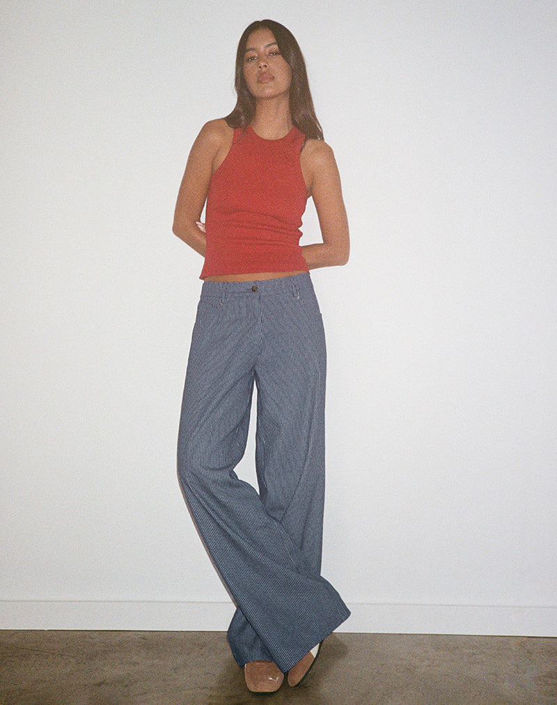 Roomy Extra Wide Low Rise Jeans in Pinstripe Indigo Wash