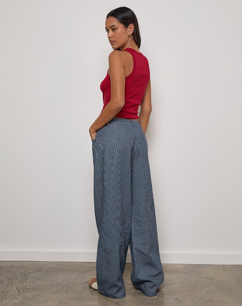 Roomy Extra Wide Low Rise Jeans in Pinstripe Indigo Wash