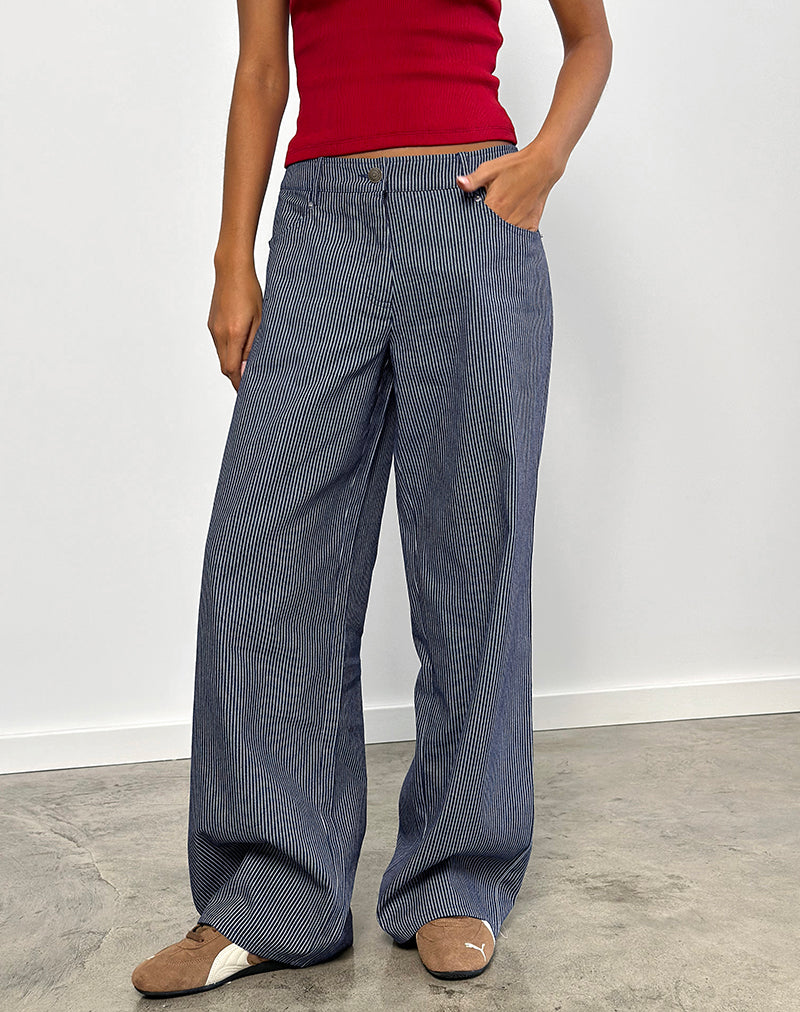 Roomy Extra Wide Low Rise Jeans in Pinstripe Indigo Wash