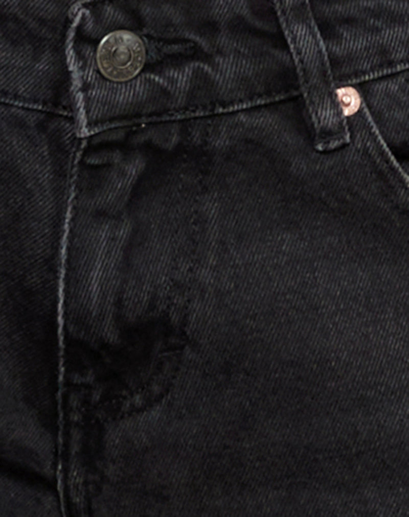 Low Rise Roomy Jeans in Washed Black Grey
