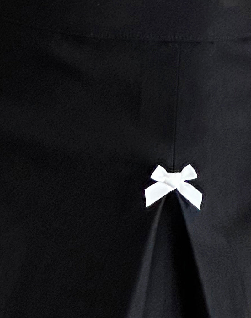 Ropita Mini Skirt in Black with Ivory Bows