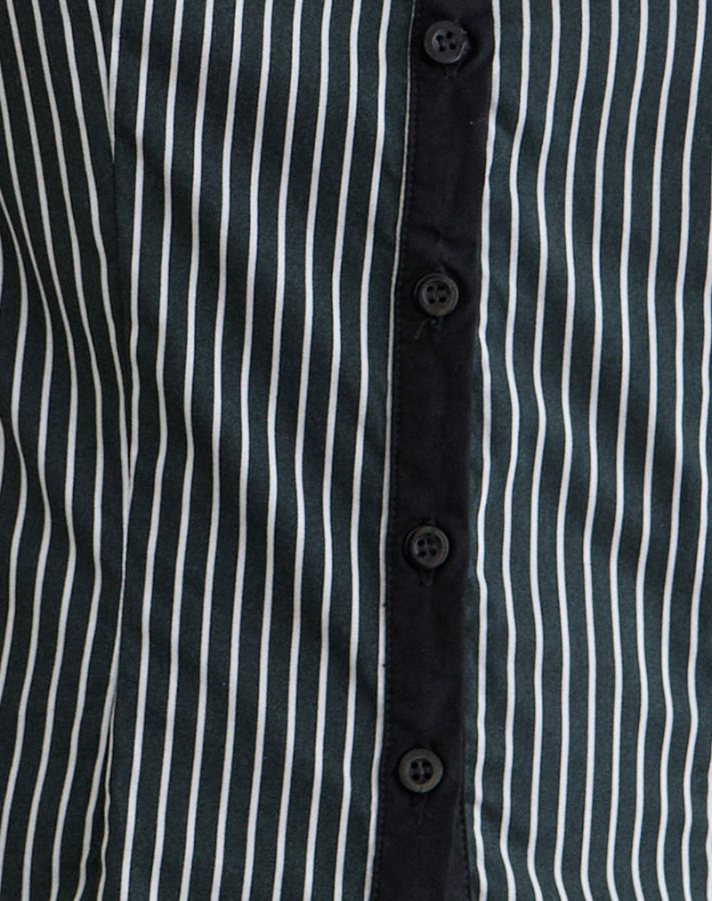 Rosabe Blouse in Black and Grey Monostripe