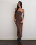 Rosaga Maxi Dress in Big Polka Flock Brown