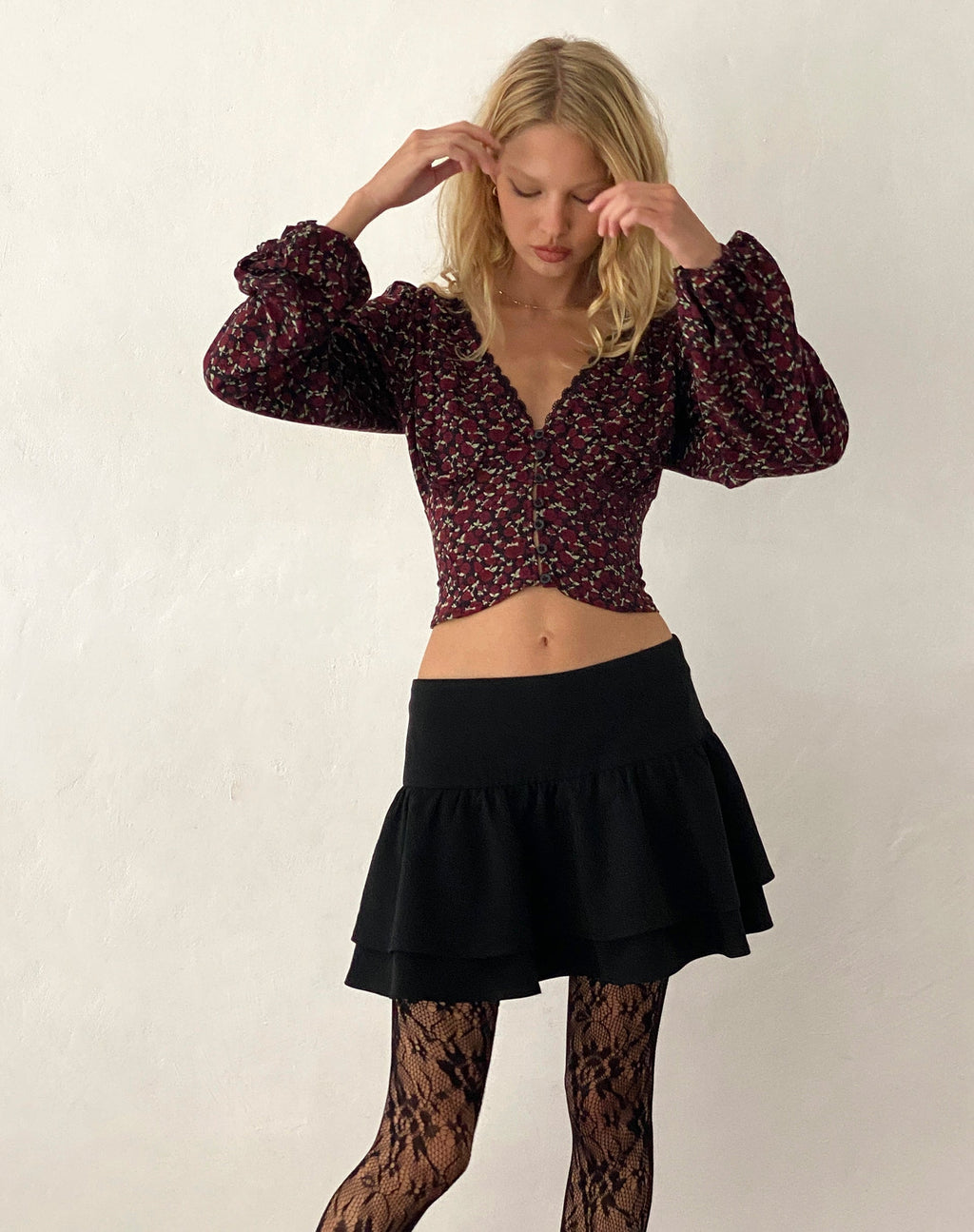 Rosani Long Sleeve Top in Dark Rhoslyn Ditsy Print