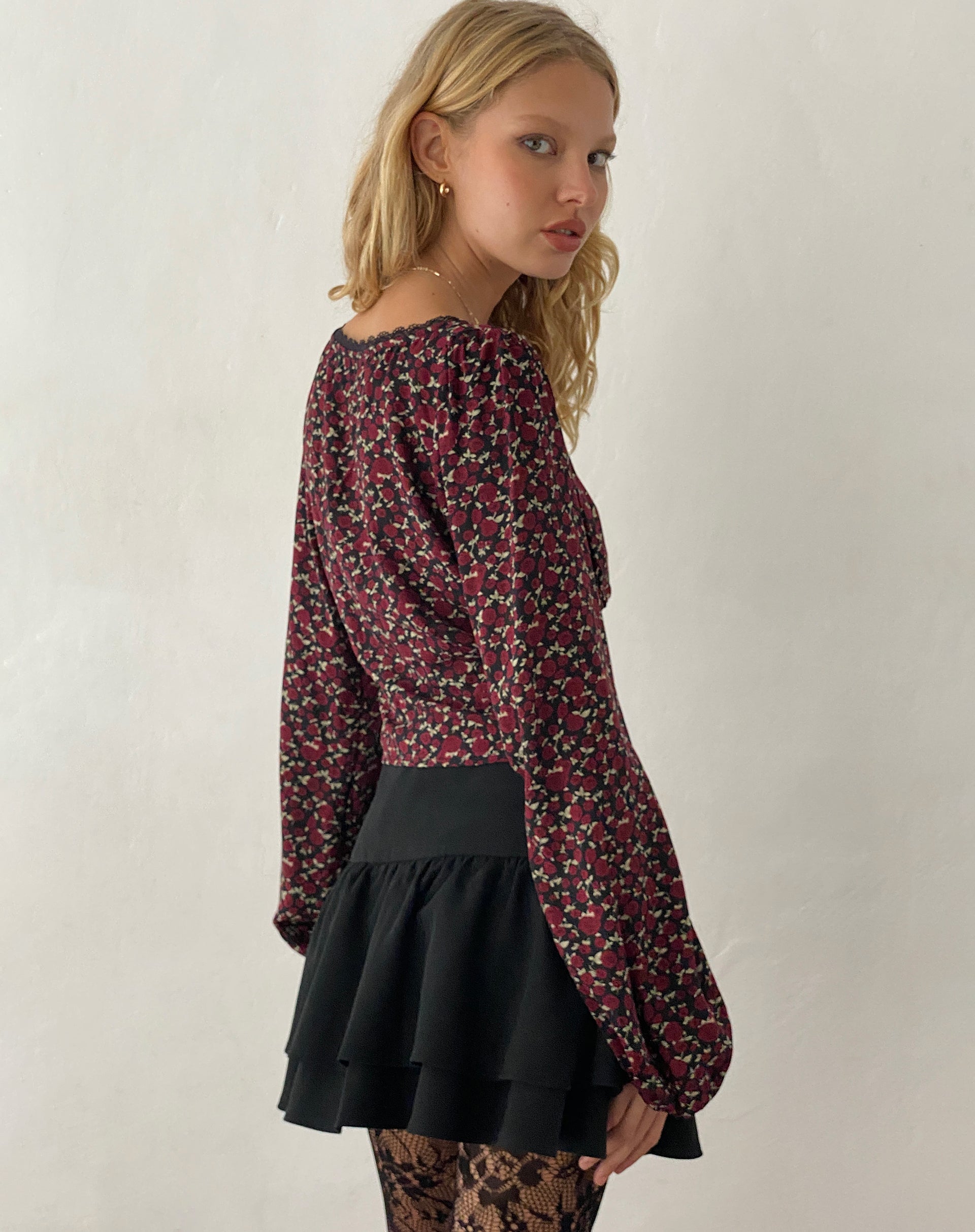 Rosani Long Sleeve Top in Dark Rhoslyn Ditsy Print