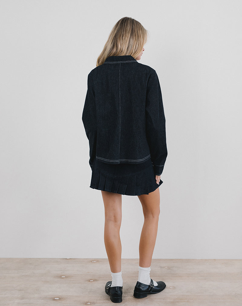 Rosdi Bow Embellished Jacket in Dark Indigo