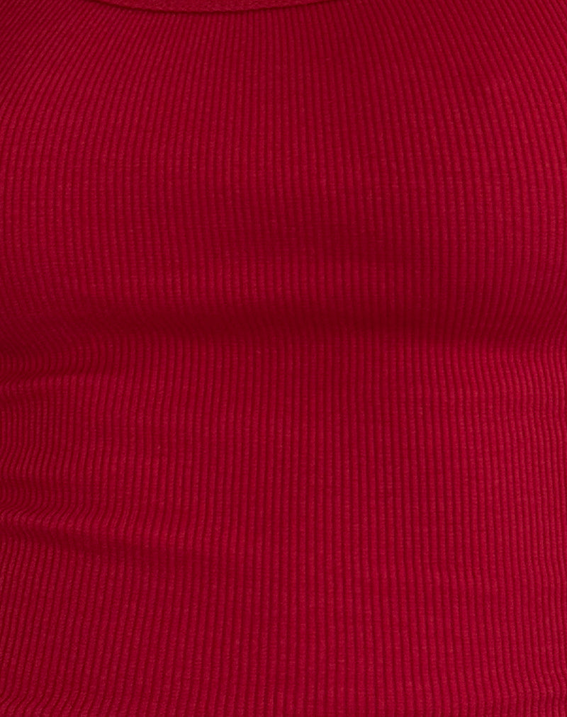 Roxe Ribbed Vest Top in Adrenaline Red