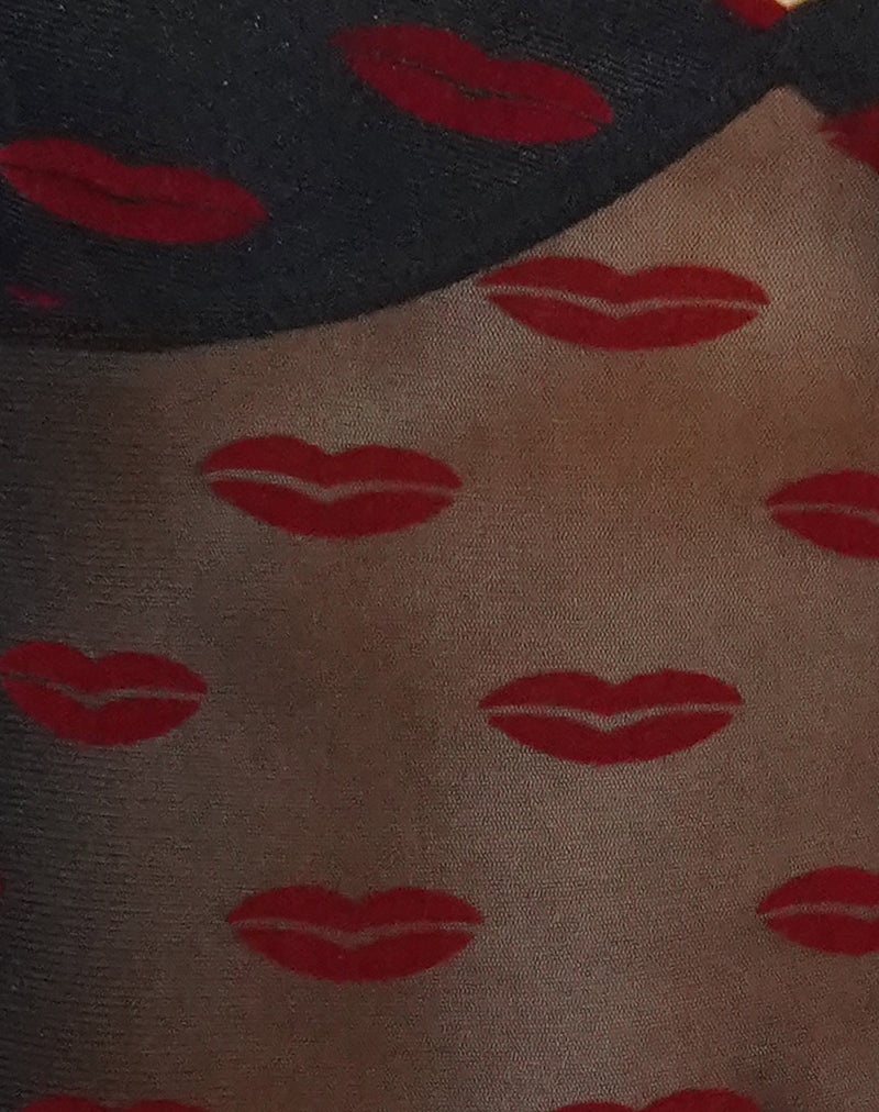 Rumaysa Cami Top in Lips Flock Black