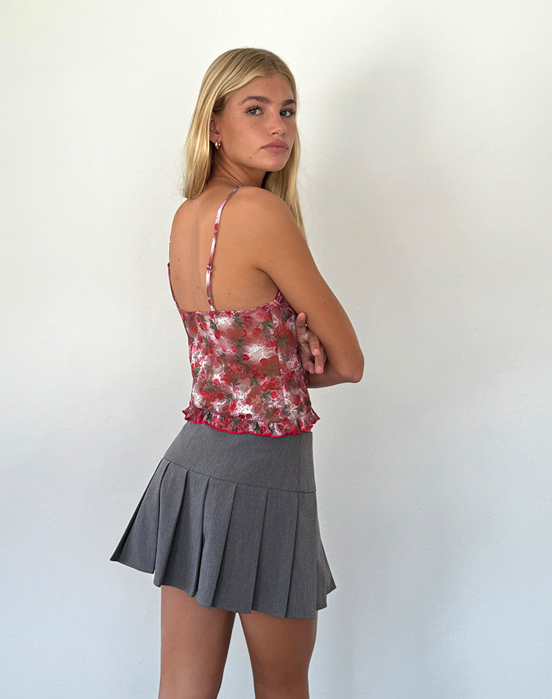 Rumaysa Top in Printed Lace Cherry