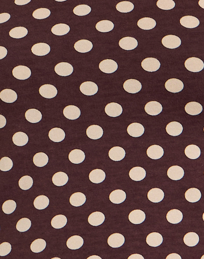 Rumini Long Sleeve Top in Brown with Small Polka Cream