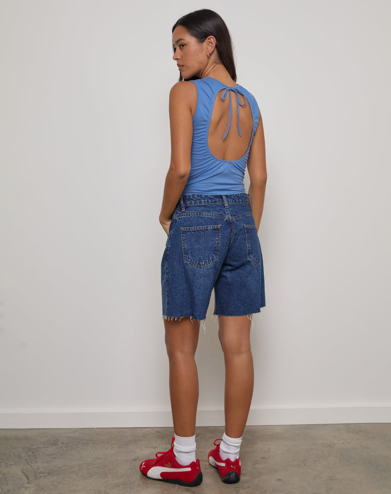 Runaba Backless Tank Top in Ibiza Blue