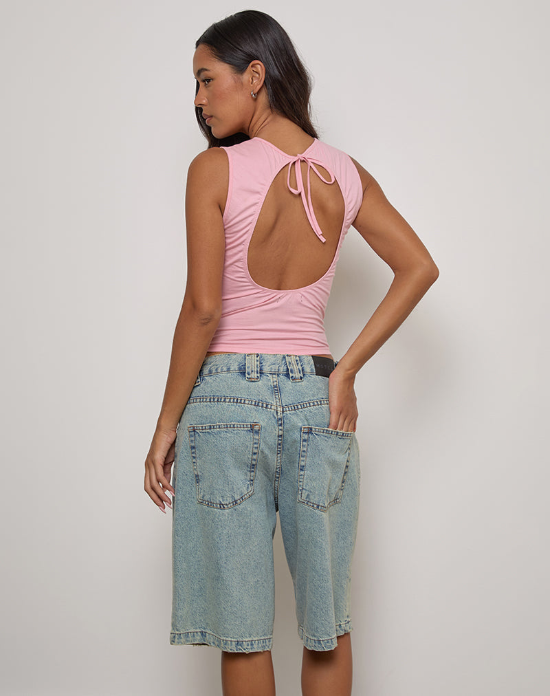 Runaba Backless Tank Top in Ballet Pink Stripe