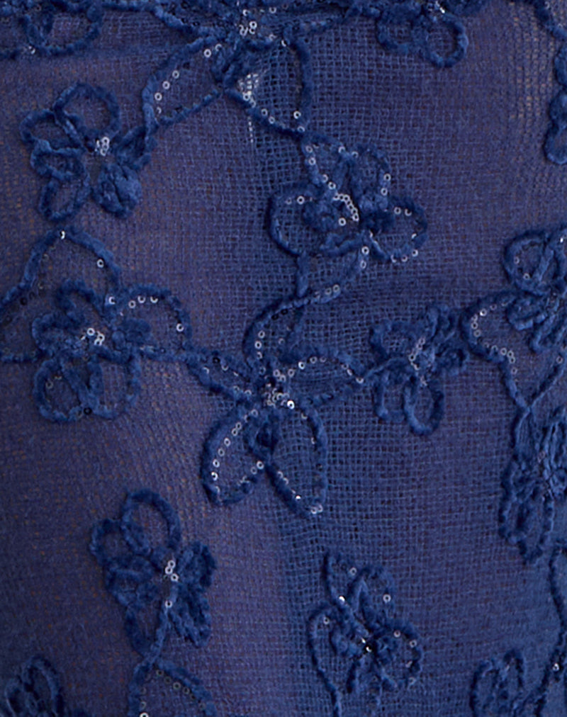 Alphia Maxi Skirt in Sequin Knit Navy