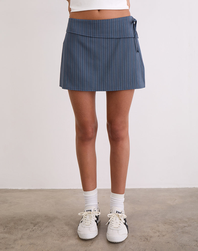 Ryker Skort in Stretch Tailoring Pinstripe Navy