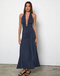 Ryoko Maxi Dress in Cupro Ocean Storm