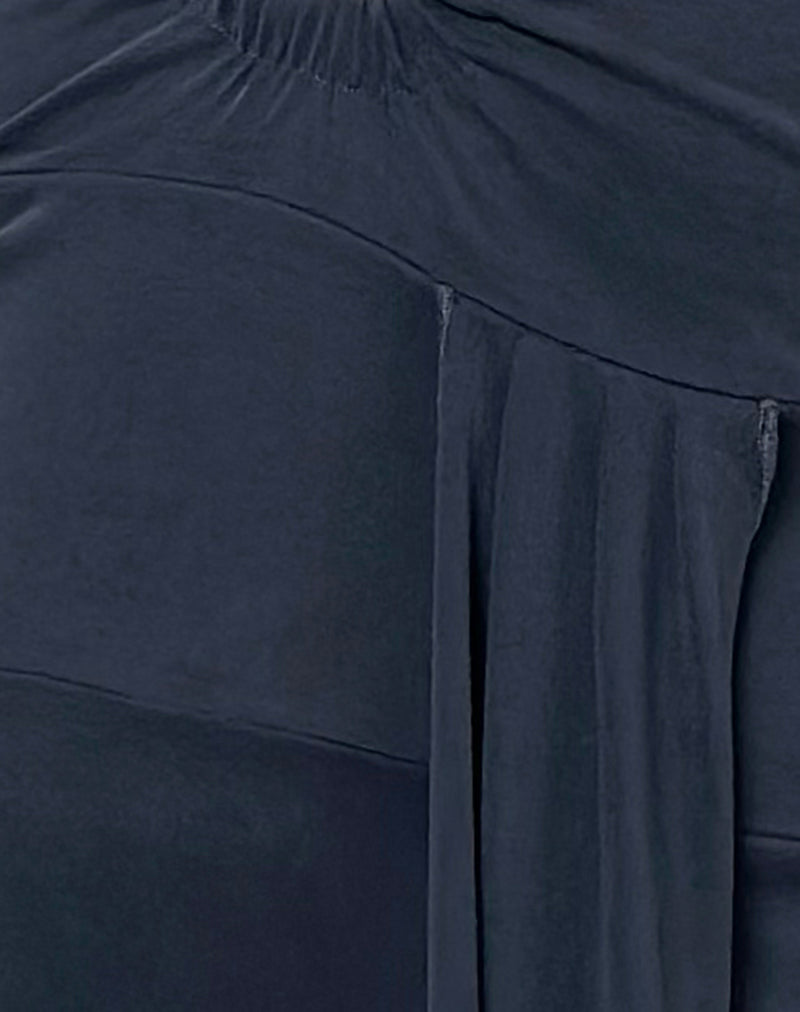 Ryoko Maxi Dress in Cupro Ocean Storm