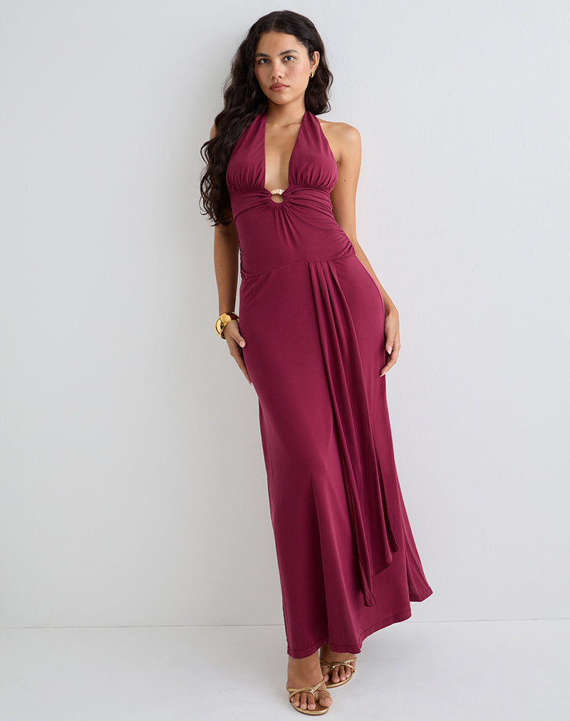 Ryoko Maxi Dress in Cupro Burgundy