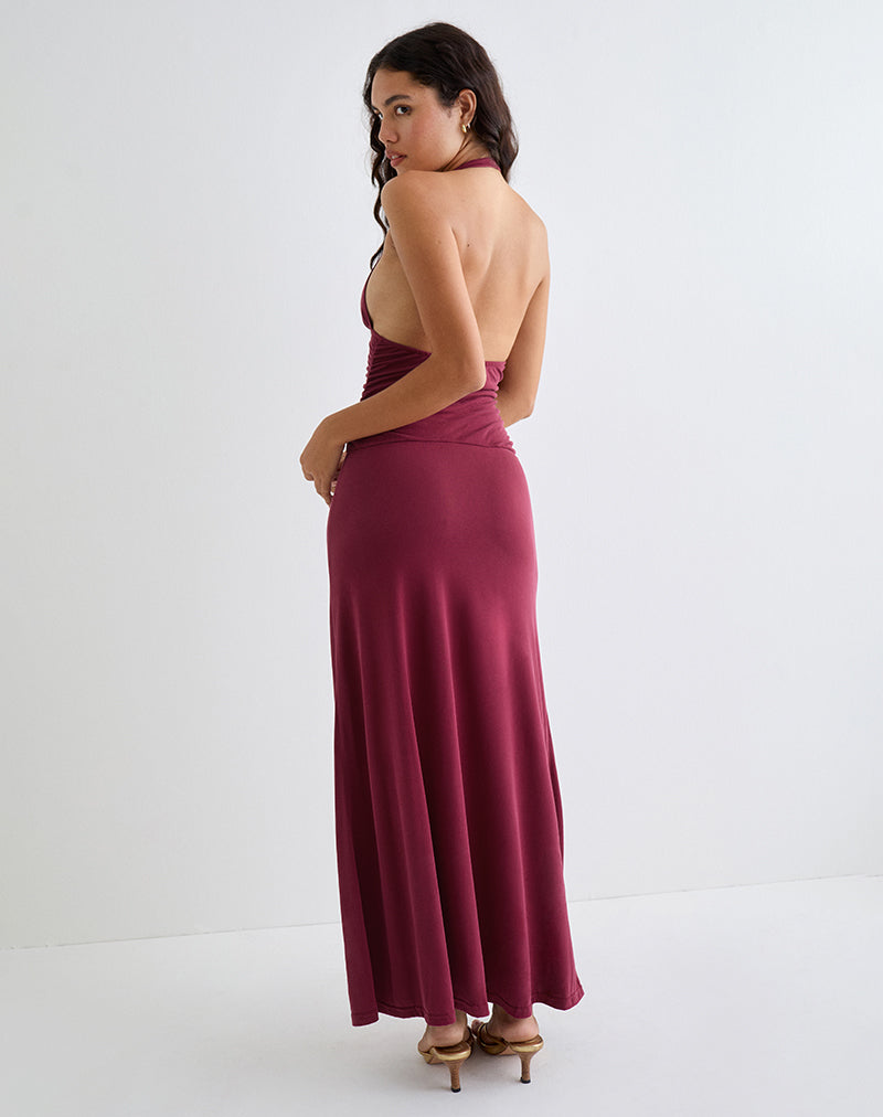 Ryoko Maxi Dress in Cupro Burgundy