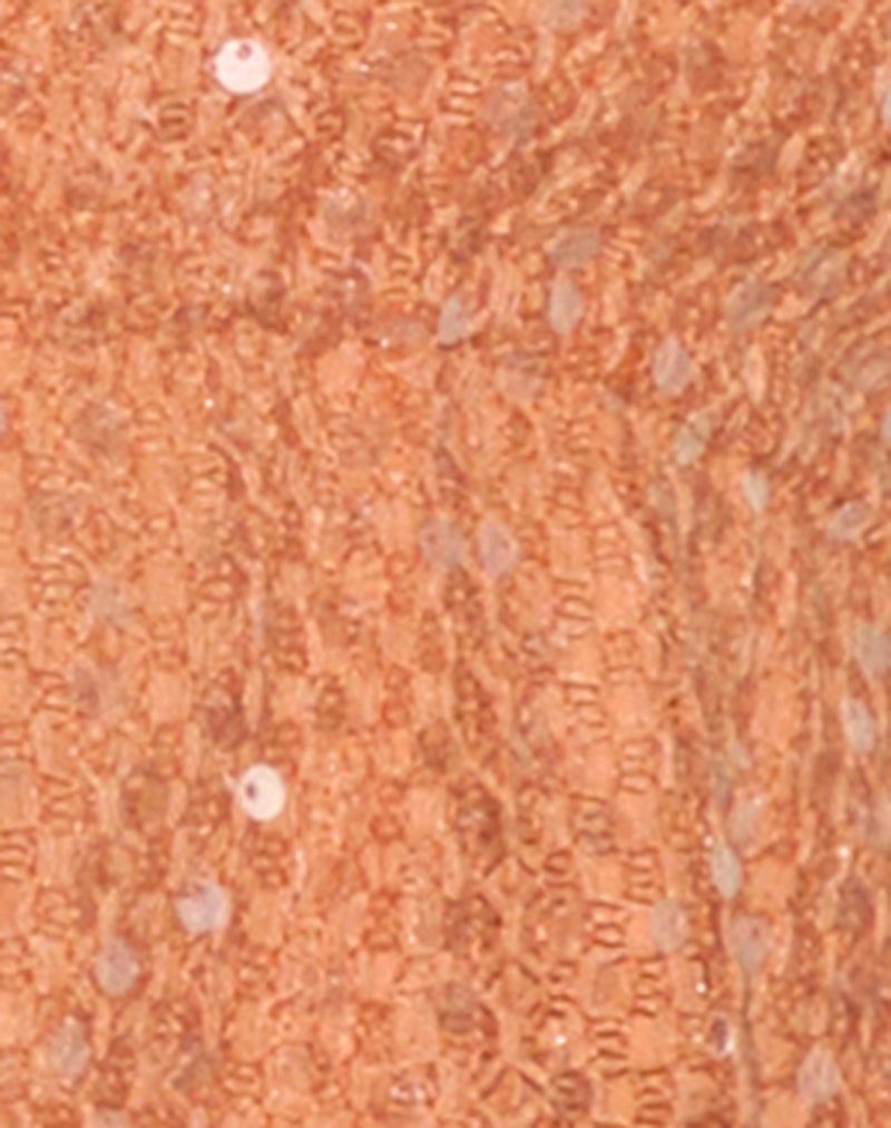 Ryoma Halterneck Top in Sequin Knit Orange