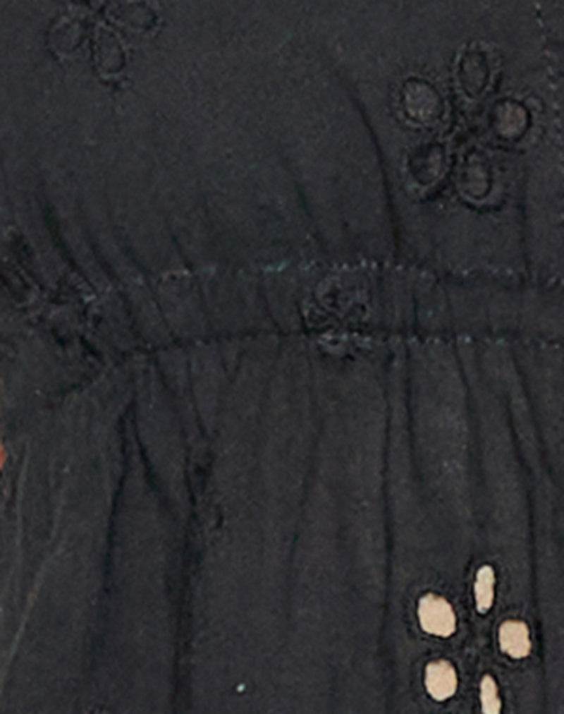 Ryoma Halterneck Top in Flower Broderie Black