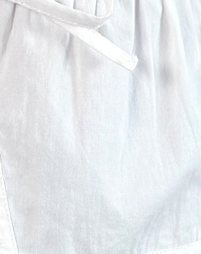 Ryota Tie Front Blouse in White with White Binding