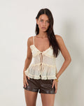 Raeya Tie Front Cami Top in Chiffon Cream