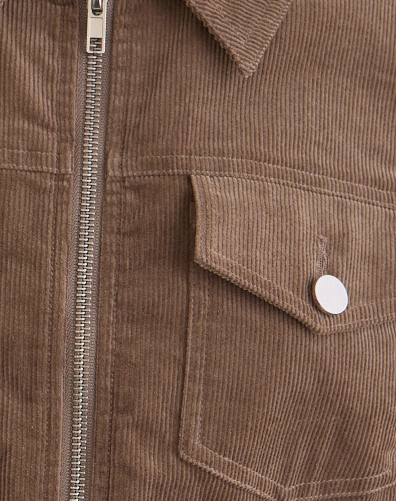 Rohana Fitted Jacket in Baby Cord Walnut Brown