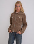 Rohana Fitted Jacket in Baby Cord Walnut Brown