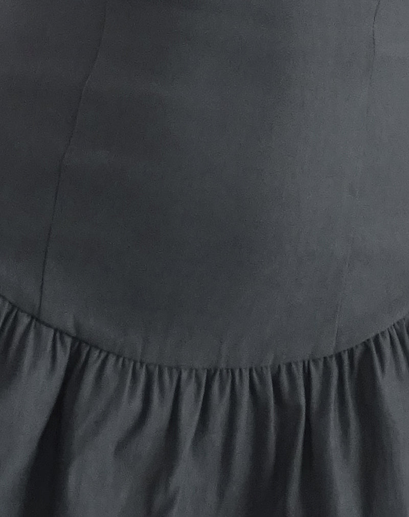 Sabina Bandeau Mini Dress in Charcoal Grey