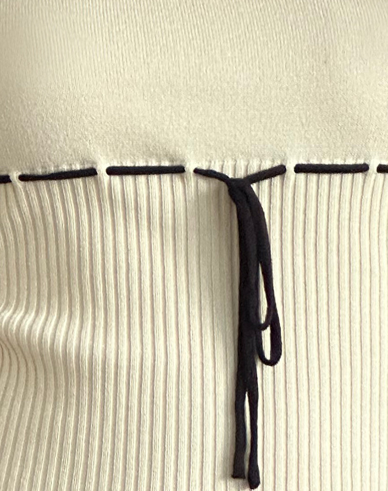 Sabine Top in Beige with Black Binding