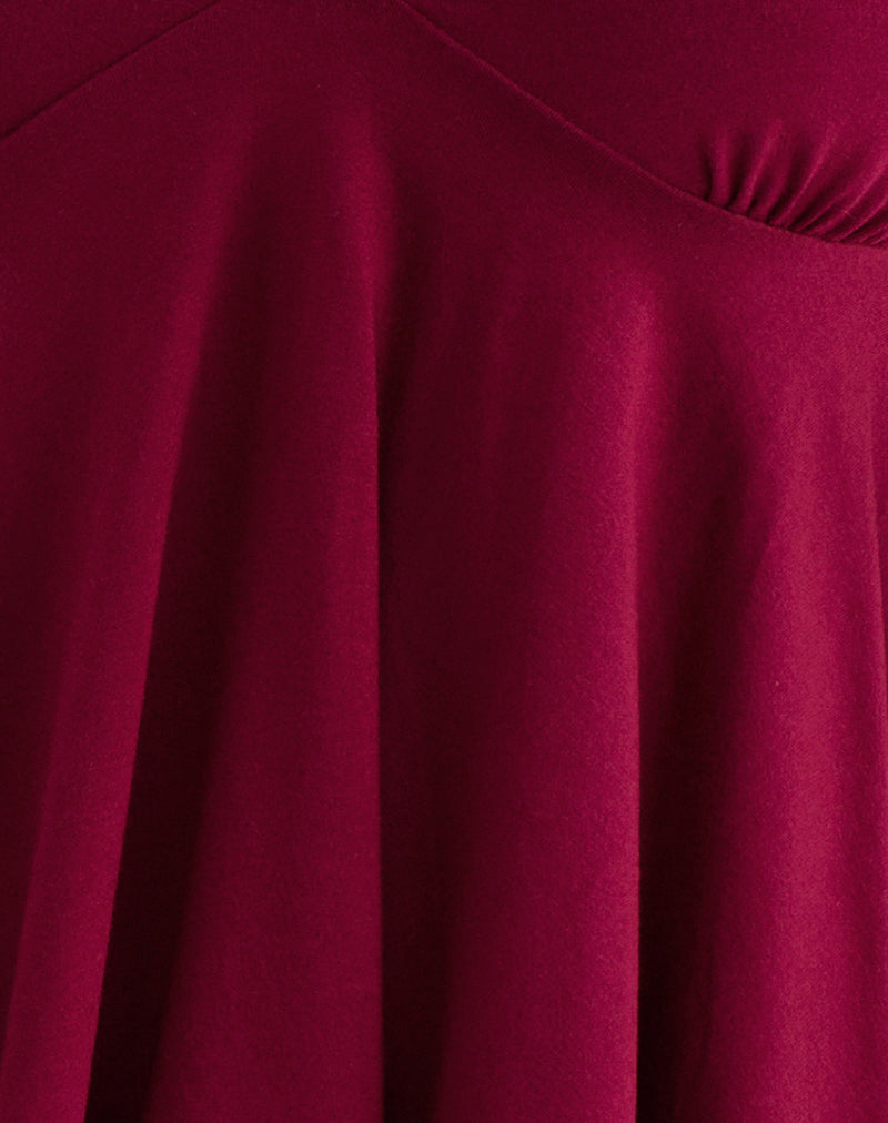 Sable Floaty Cami Top in Jersey Burgundy