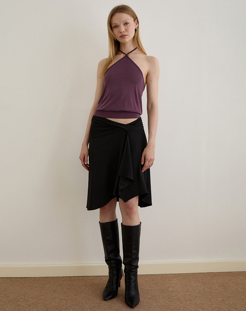 Saerin Halter Top in Cupro Deep Purple