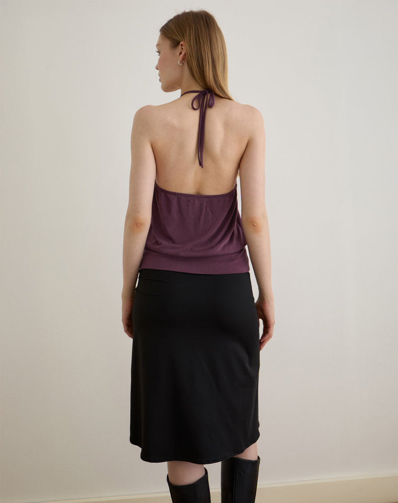 Saerin Halter Top in Cupro Deep Purple