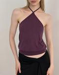Saerin Halter Top in Cupro Deep Purple