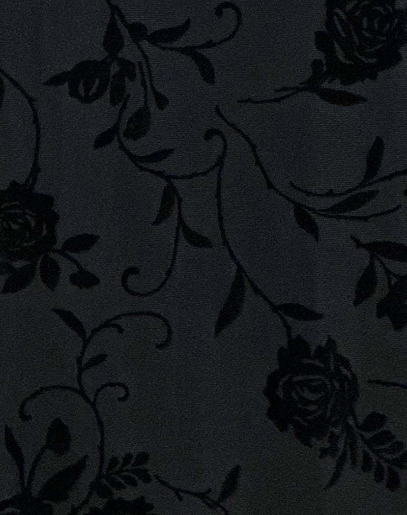 Saga Midi Dress in Rose Flock Black