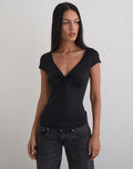Saiba Cap Sleeve Top in Cupro Black