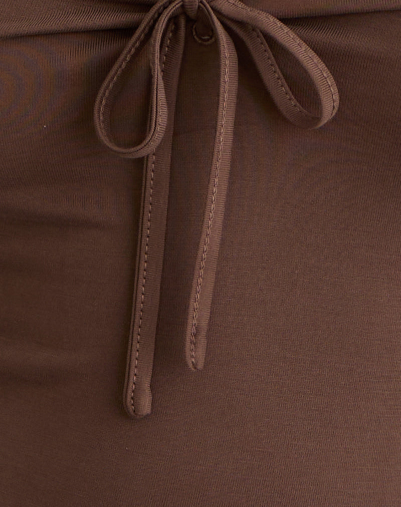 Saiba Cap Sleeve Top in Cupro Dark Brown